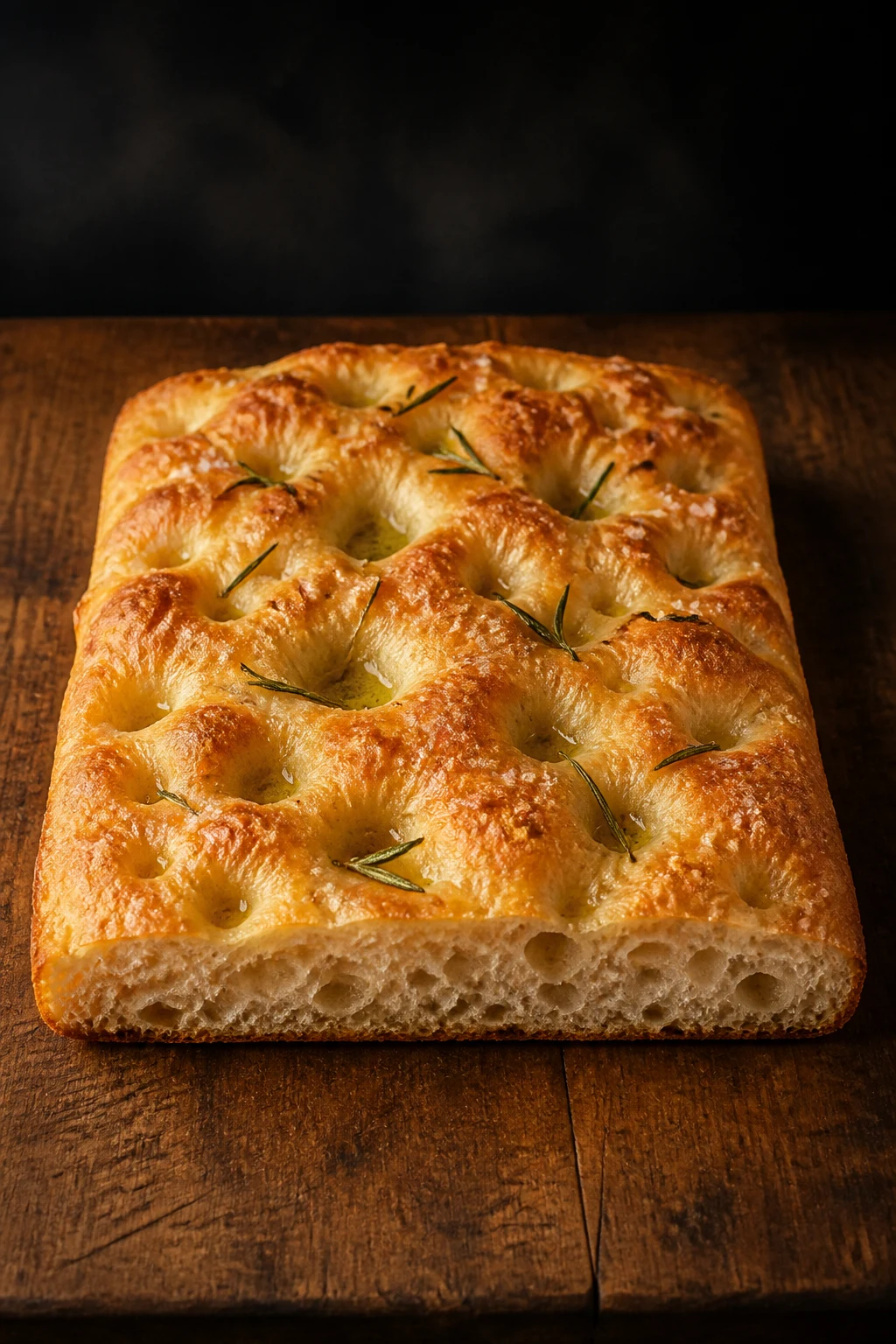 Focaccia de masa madre con romero y sal gruesa